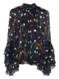 ETRO paisley-print ruffled top - Blue