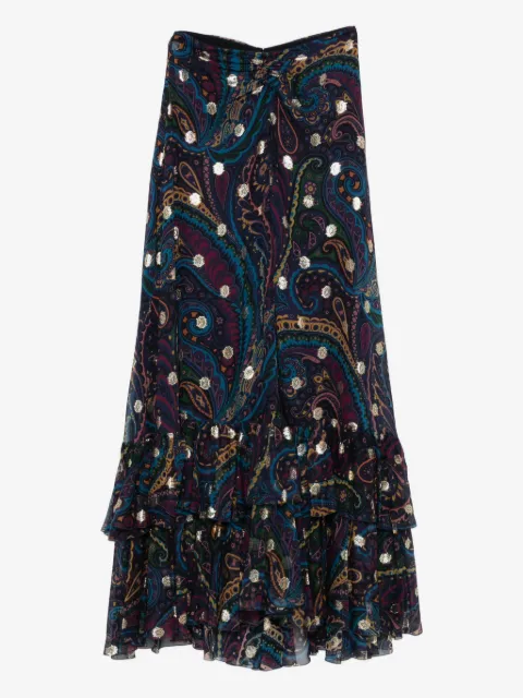 ETRO falda con volantes y estampado de cachemira