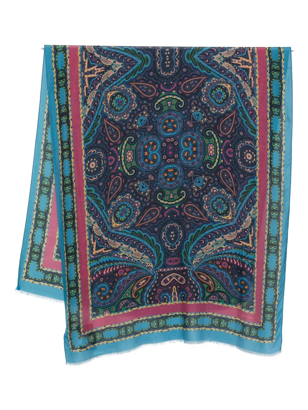 ETRO Sciarpa con frange e motivo paisley - Blu