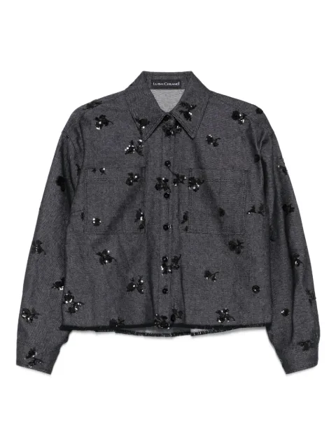 Luisa Cerano sequin-embellished frayed-edge jacket