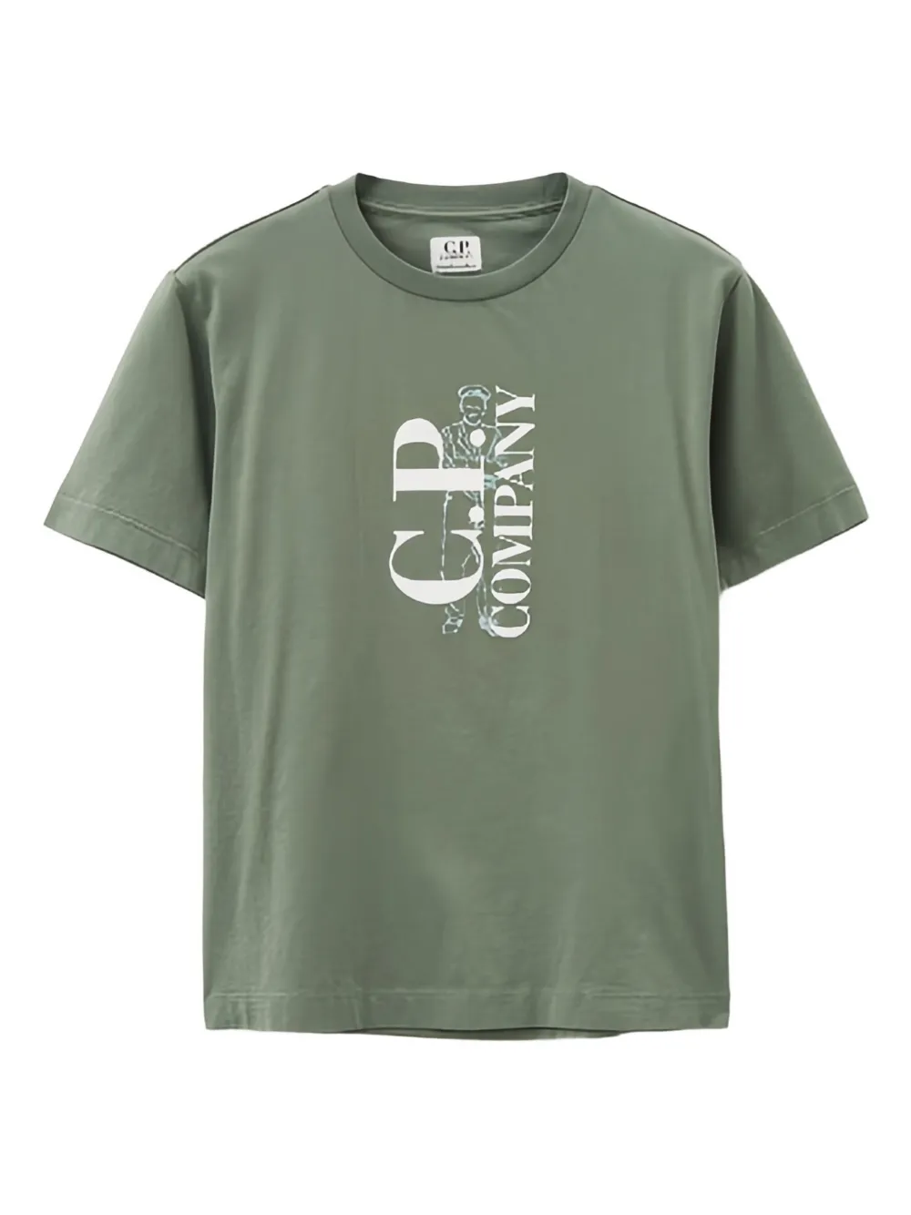 C.P. Company Kids Katoenen T-shirt met logoprint Groen