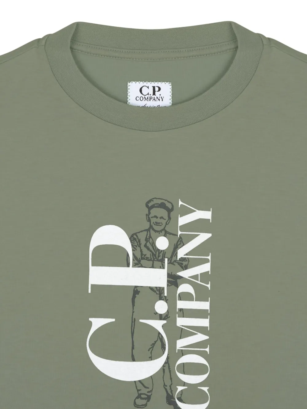 C.P. Company Kids Katoenen T-shirt met logoprint Groen