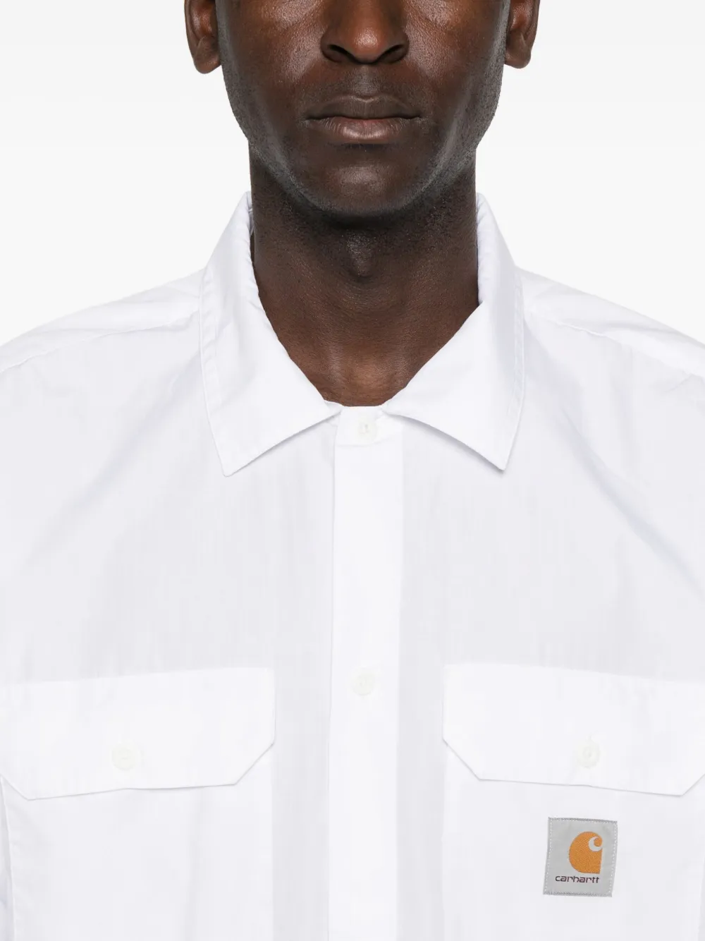 Carhartt Logo Cotton Polo Shirt In White