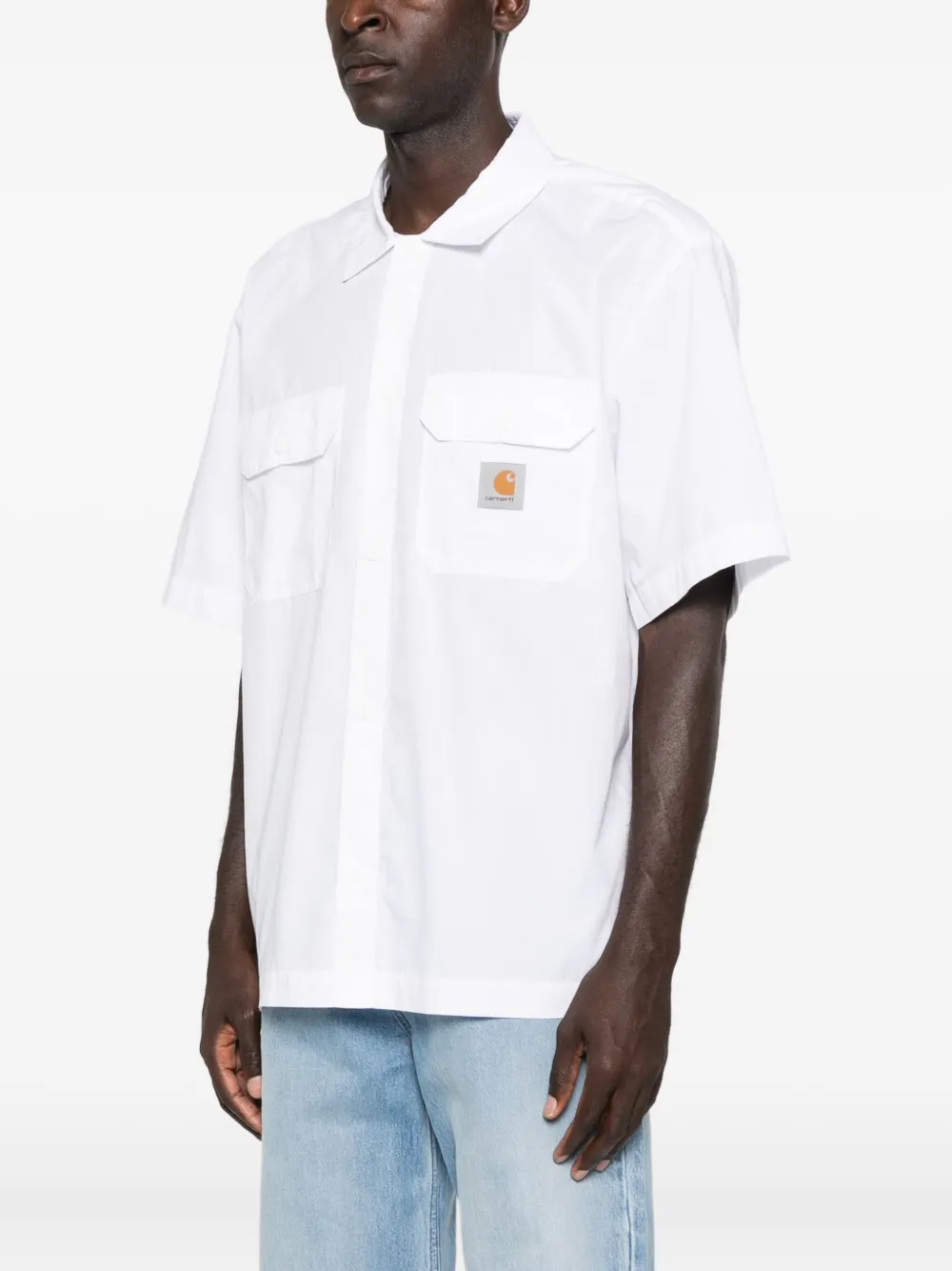 Carhartt Logo Cotton Polo Shirt In White