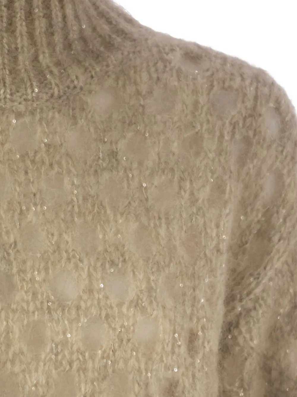 Brunello Cucinelli high-neck sequin-detail sweater Beige