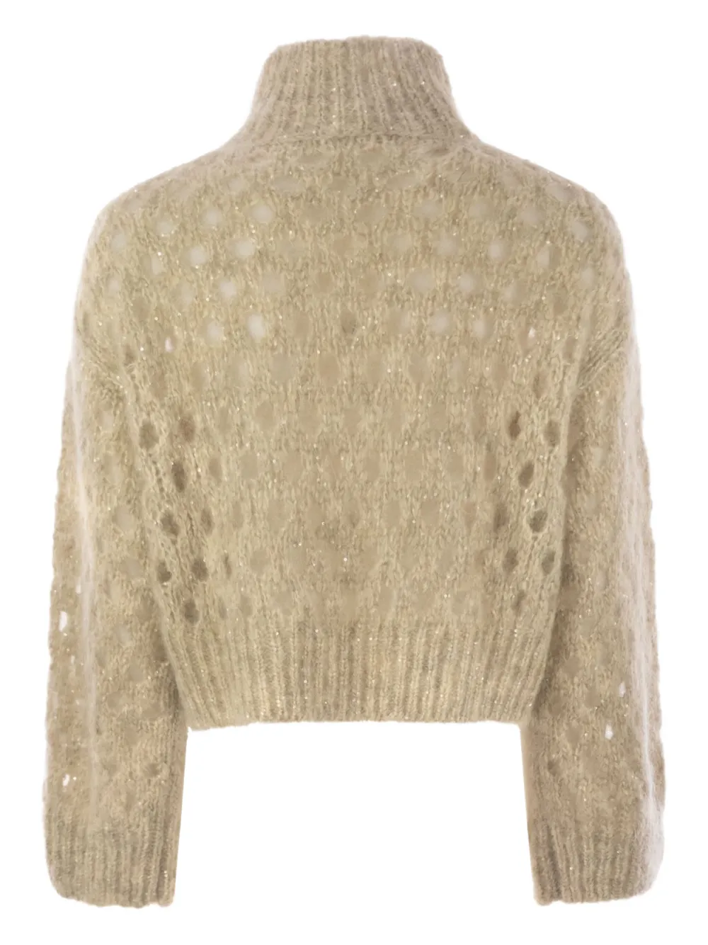 Brunello Cucinelli high-neck sequin-detail sweater Beige