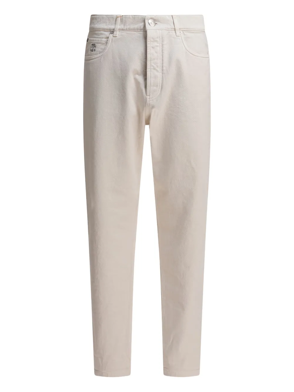 Brunello Cucinelli Broek met geborduurd logo Wit