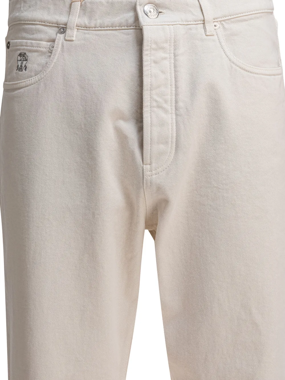 Brunello Cucinelli Broek met geborduurd logo Wit
