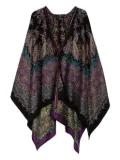 ETRO paisley-print tasselled poncho - Black