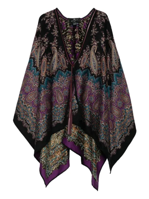 ETRO paisley-print tasselled poncho