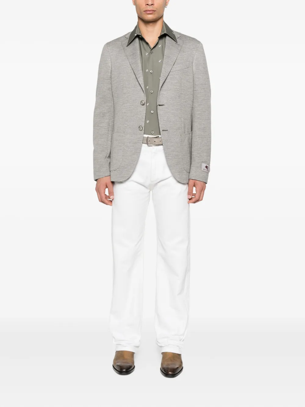 ETRO Blazer met opgestikte zak en twee knopen Grijs