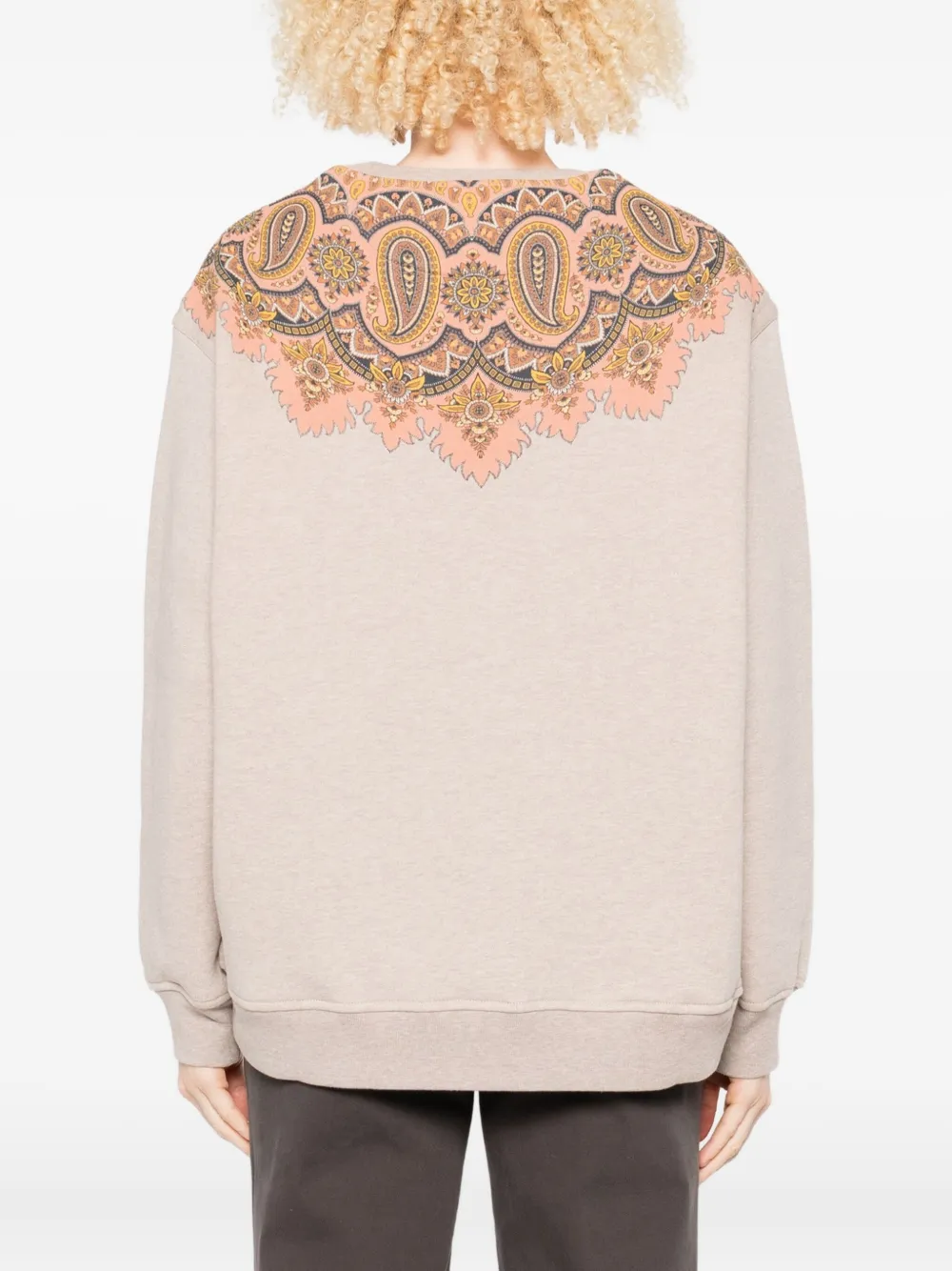 ETRO Sweater met paisley-detail en ronde hals Beige