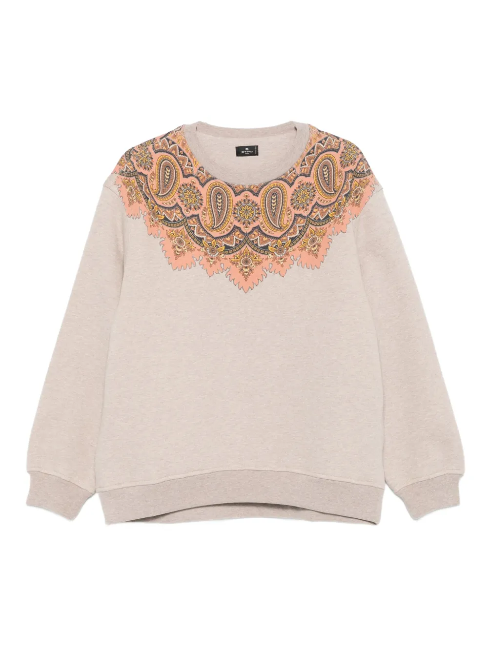 ETRO Sweater met paisley-detail en ronde hals Beige