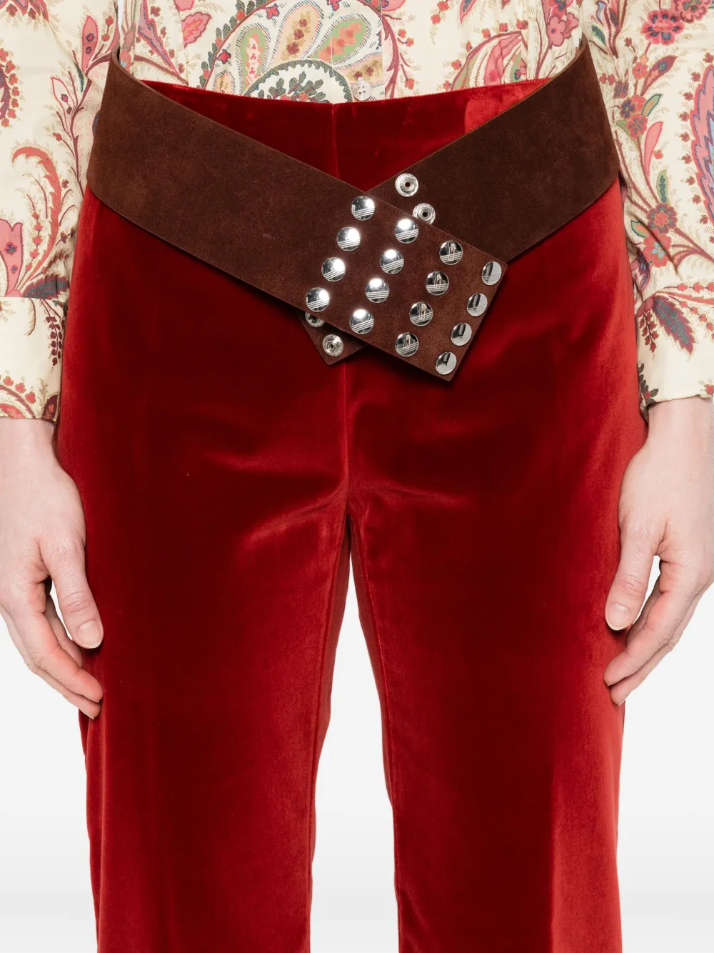 ETRO Broek met fluwelen textuur Rood