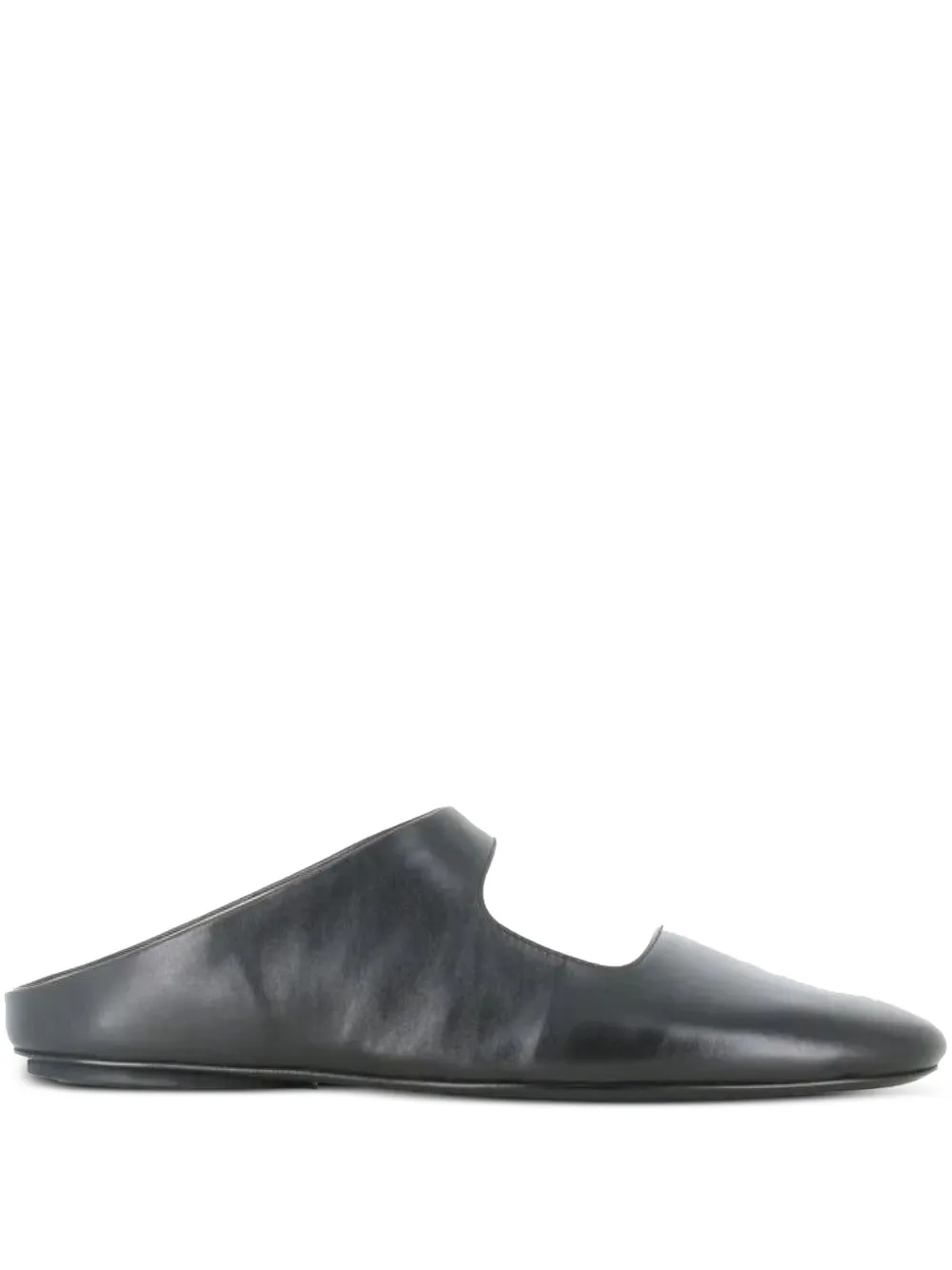 Marsèll graphic-opening leather flat mules Black