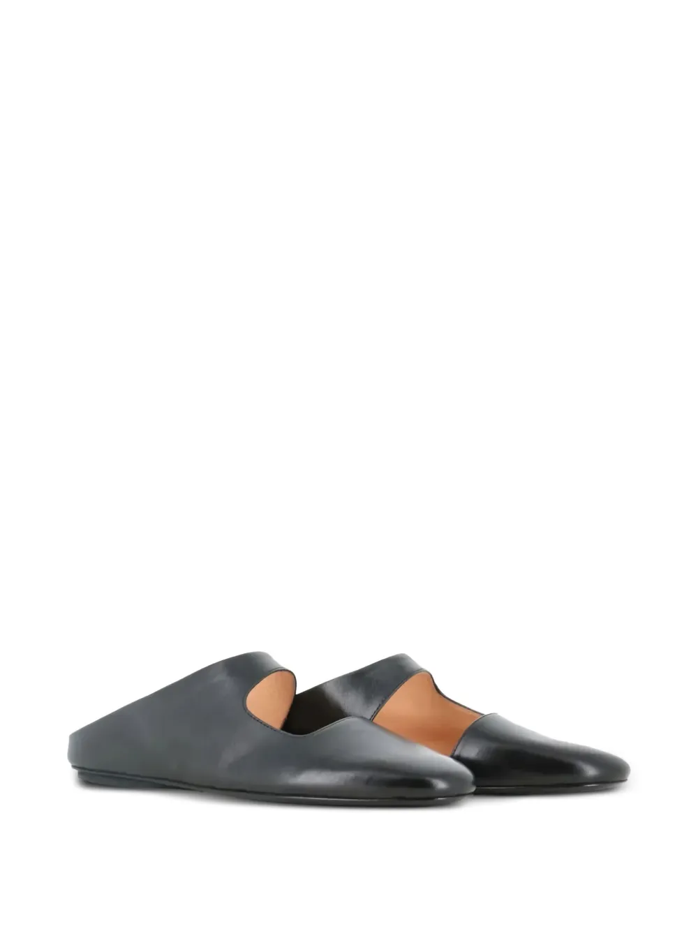 Marsèll graphic-opening leather flat mules Black