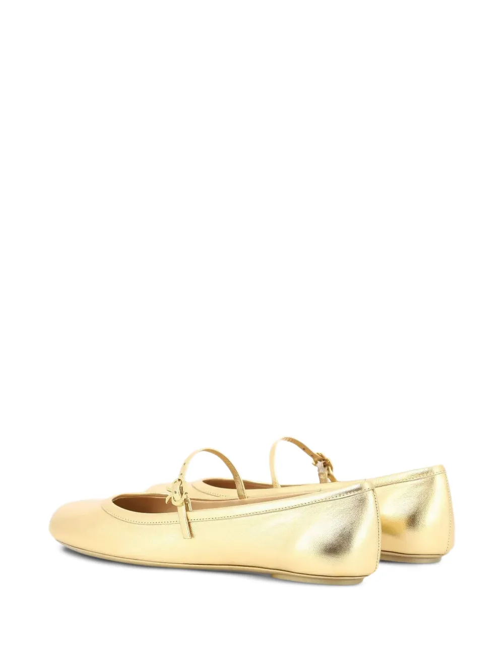Gianvito Rossi buckle-strap round-toe ballet flats Yellow