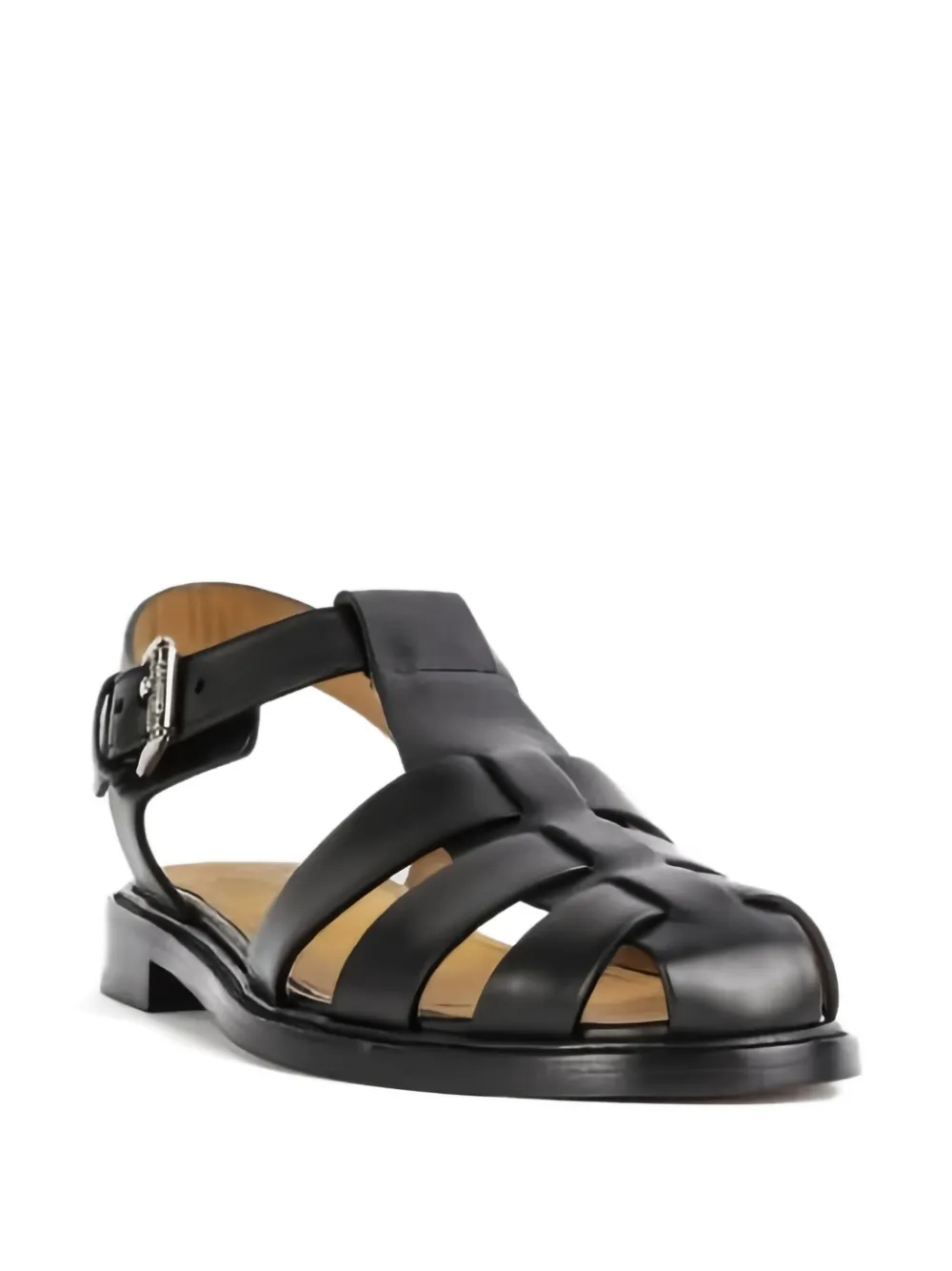 Church's leather lattice flat sandals Black
