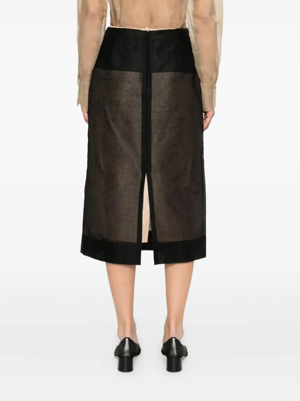 Carven sheer panelled straight midi skirt Zwart