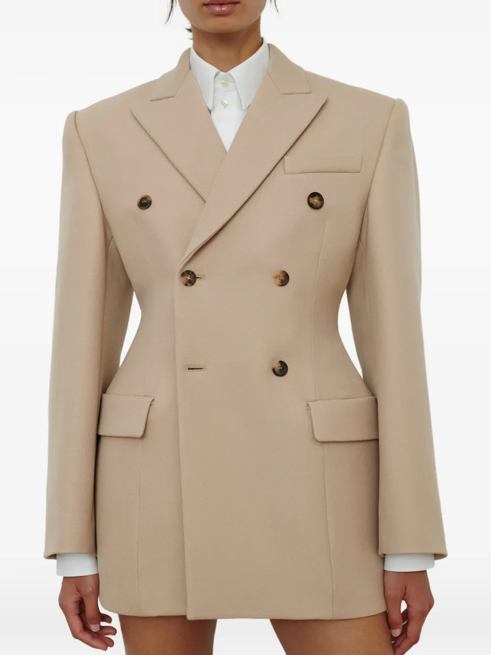 WARDROBE.NYC Blazer met dubbele rij knopen Beige
