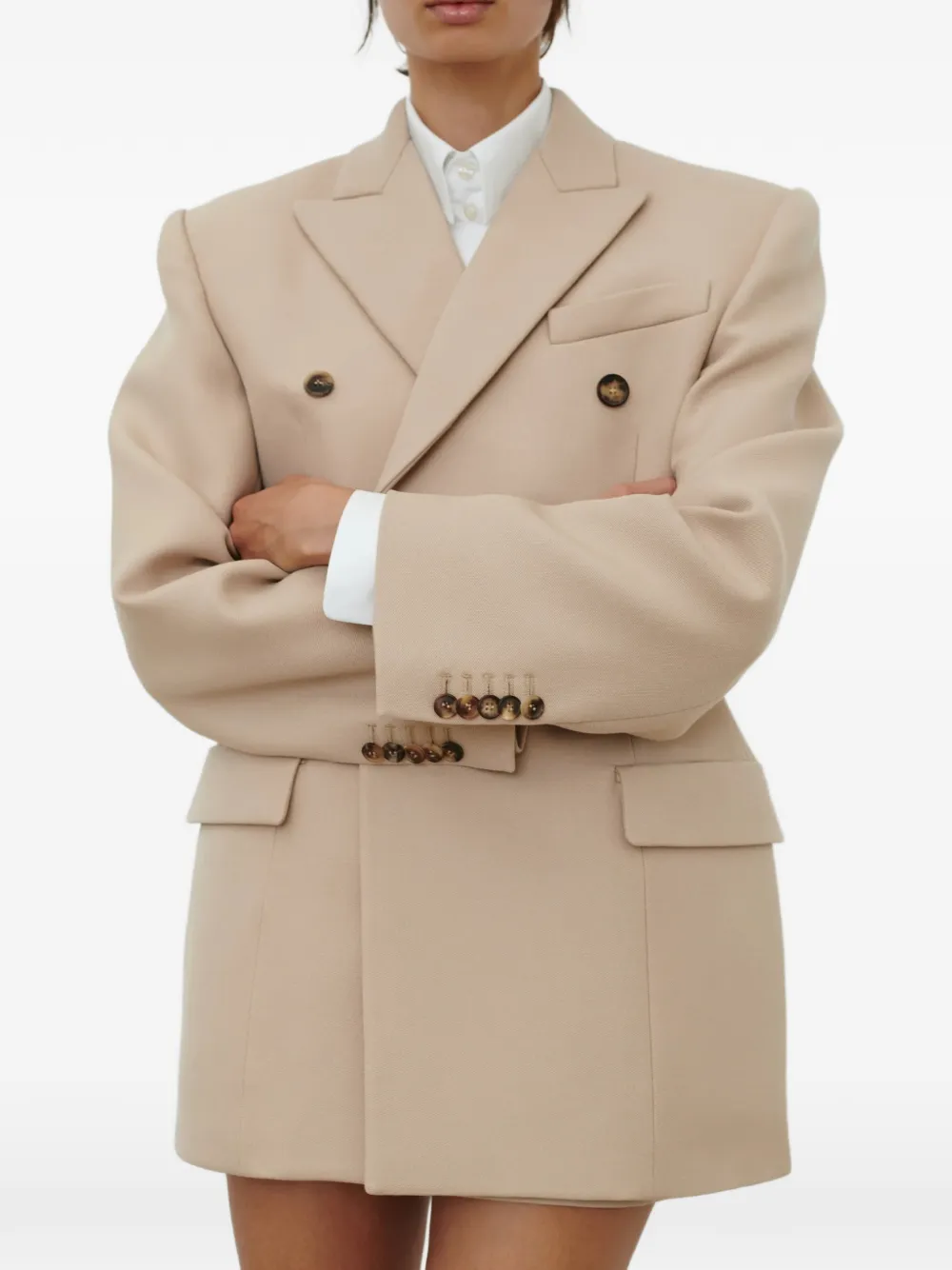 WARDROBE.NYC Blazer met dubbele rij knopen Beige