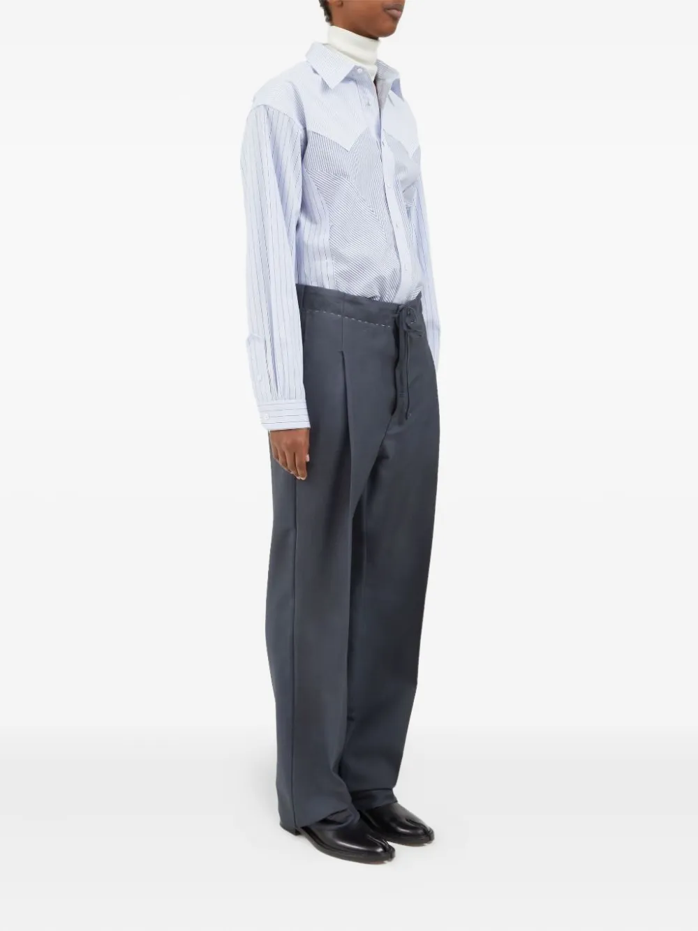 Maison Margiela drawstring pleated trousers Grijs
