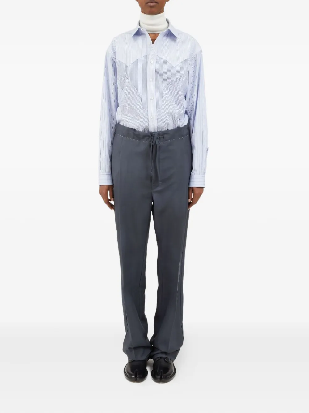 Maison Margiela drawstring pleated trousers Grijs