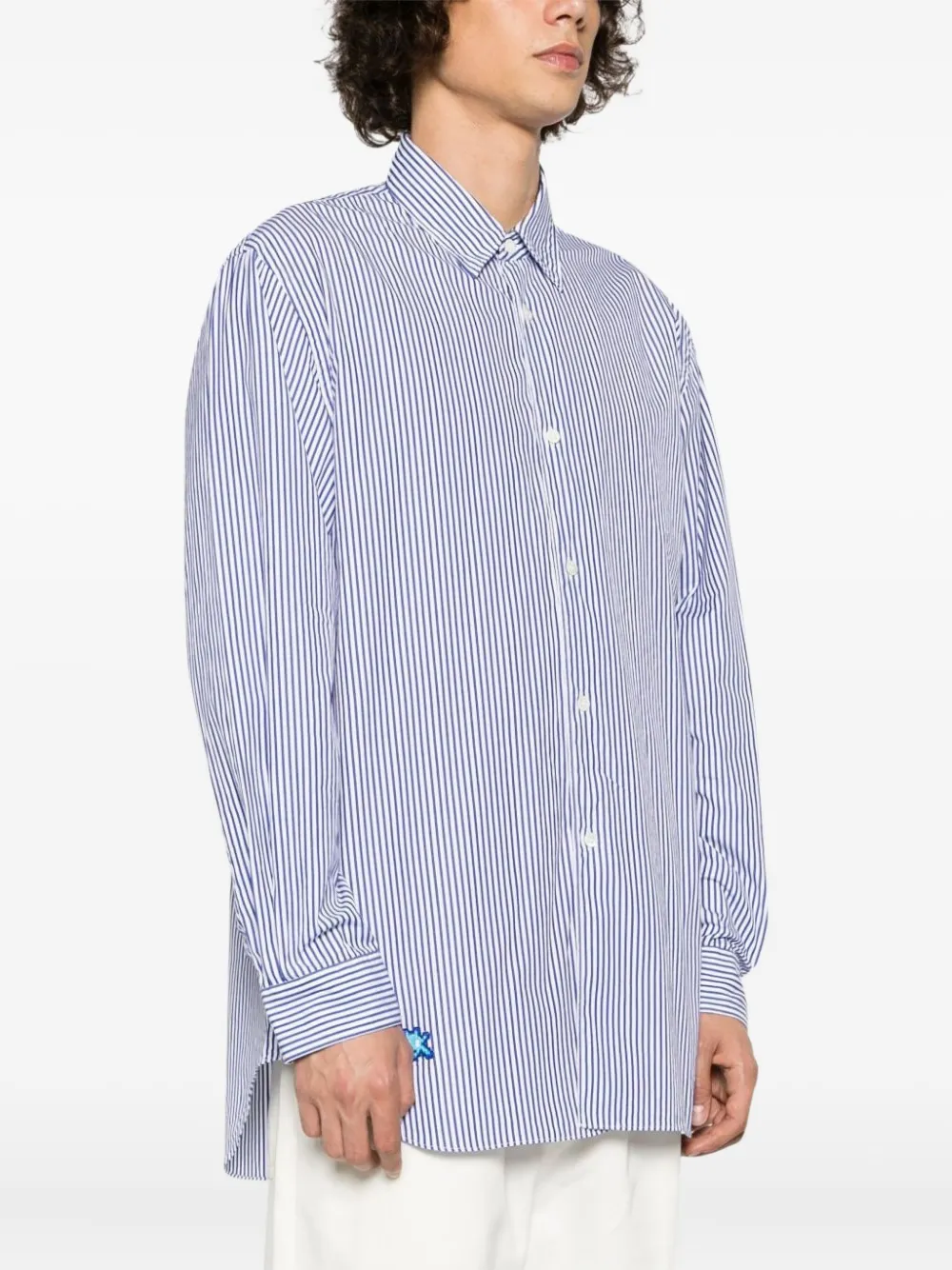 Comme Des Garçons Play striped pixelated-heart shirt Blauw