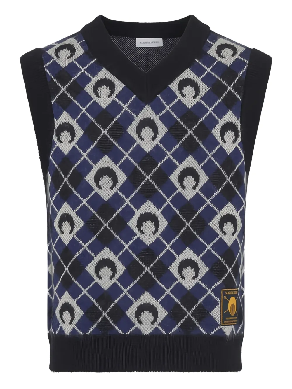 Marine Serre moon-pattern knit vest Zwart
