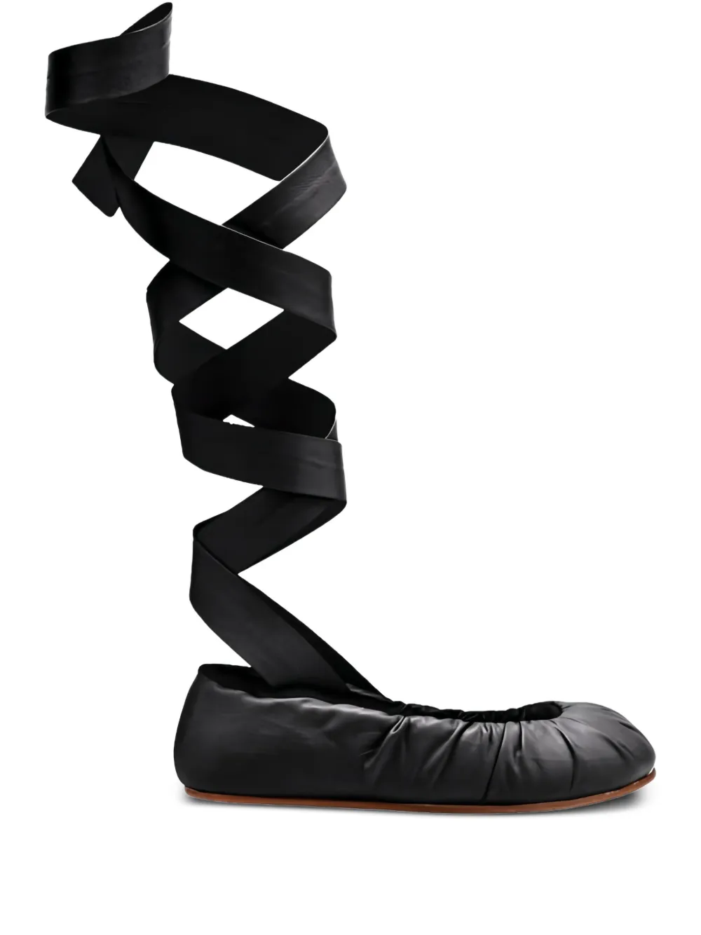 YUME ribbon-wrap ballet flats Black