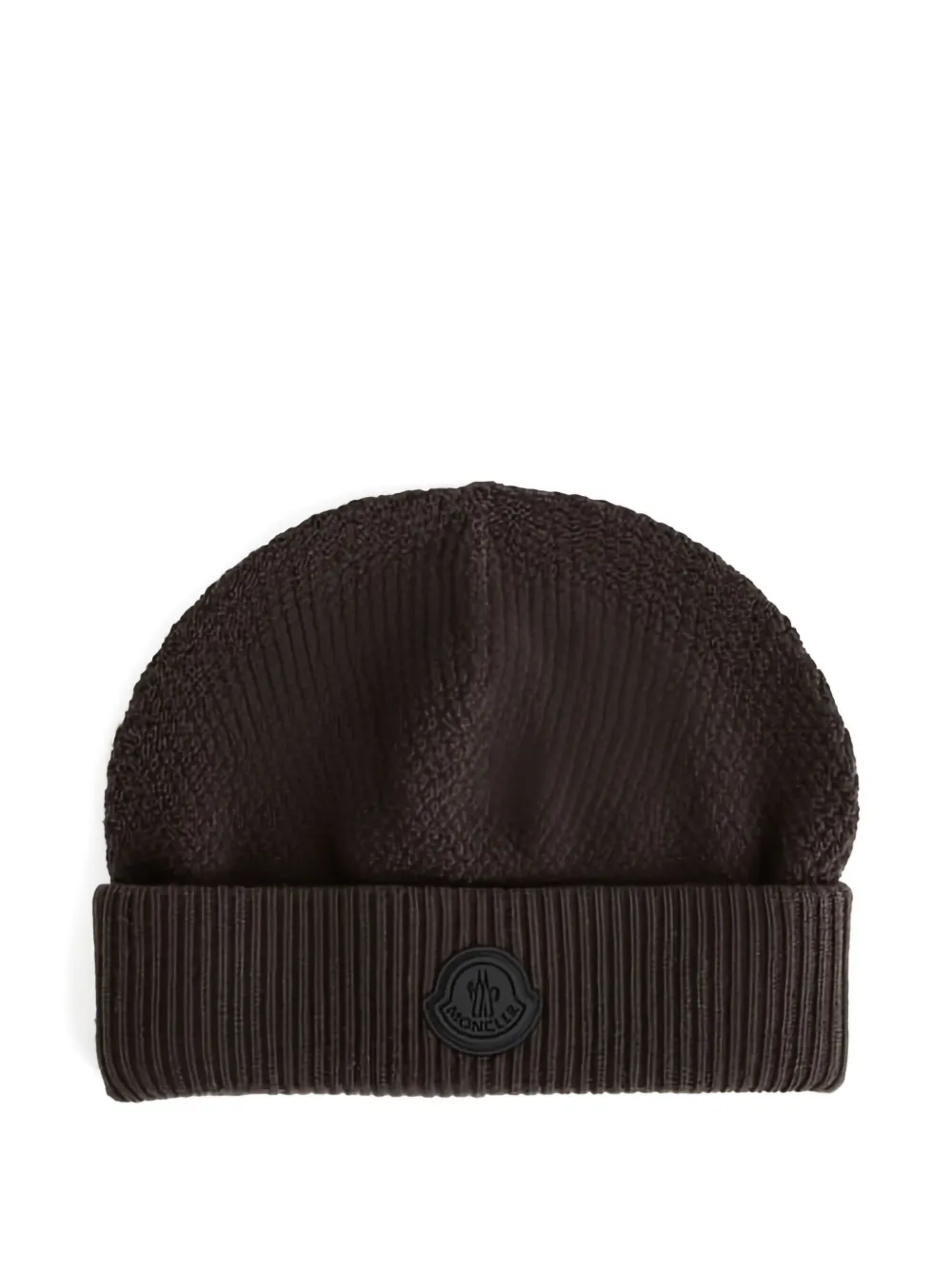 Moncler logo-patch ribbed-brim beanie Bruin