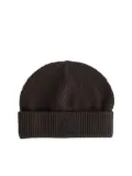 Moncler logo-patch ribbed-brim beanie - Brown