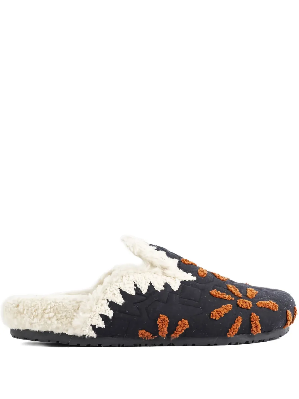 Baziszt Nours floral-embroidered slippers Black