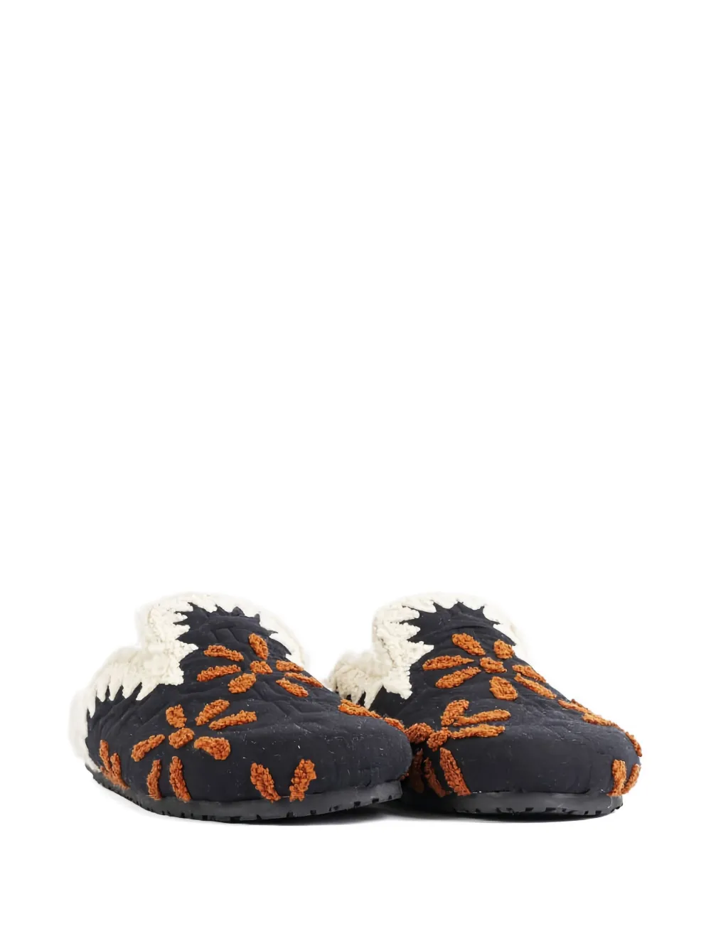 Baziszt Nours floral-embroidered slippers Black