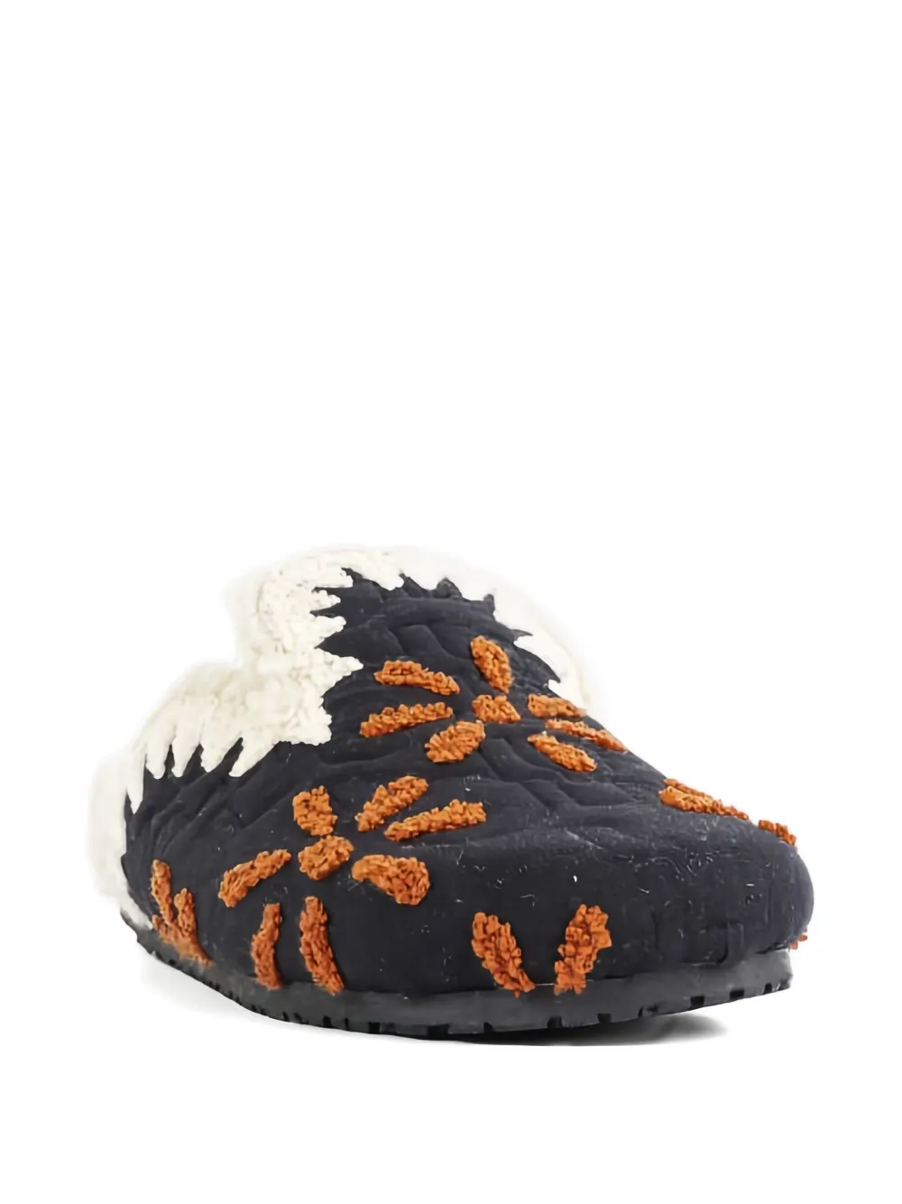 Baziszt Nours floral-embroidered slippers Black