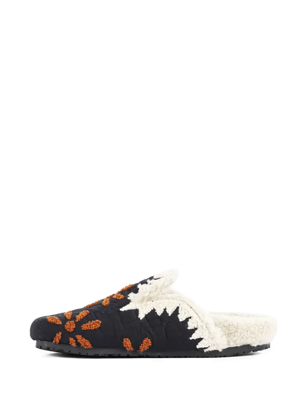 Baziszt Nours floral-embroidered slippers Black