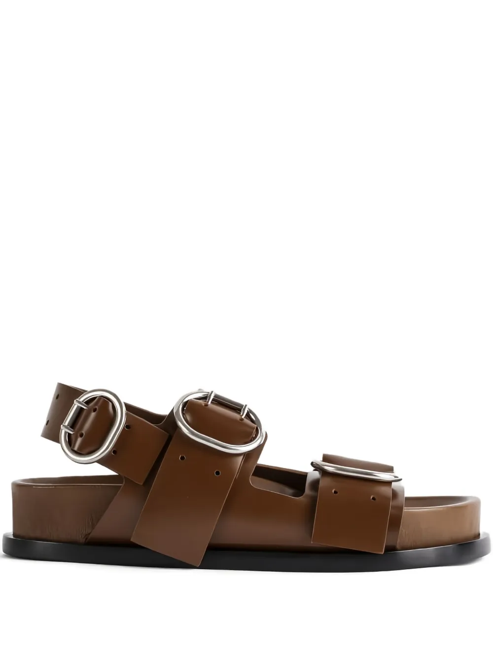 Jil Sander double-buckle leather sandals Brown