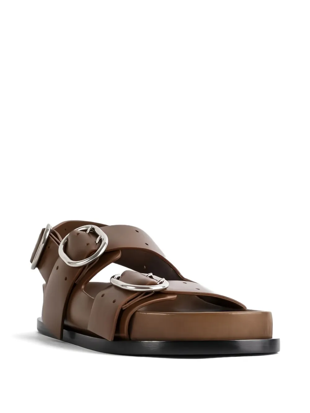 Jil Sander double-buckle leather sandals Brown