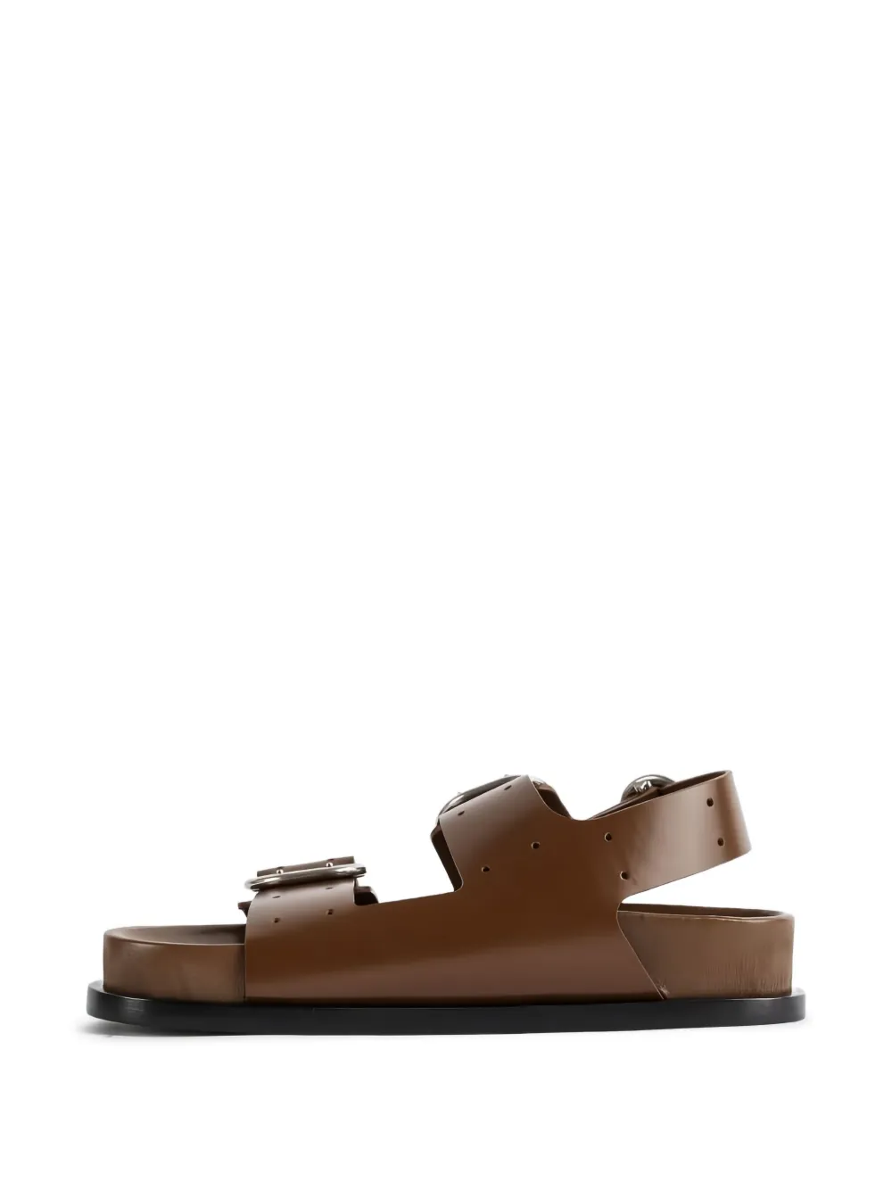 Jil Sander double-buckle leather sandals Brown