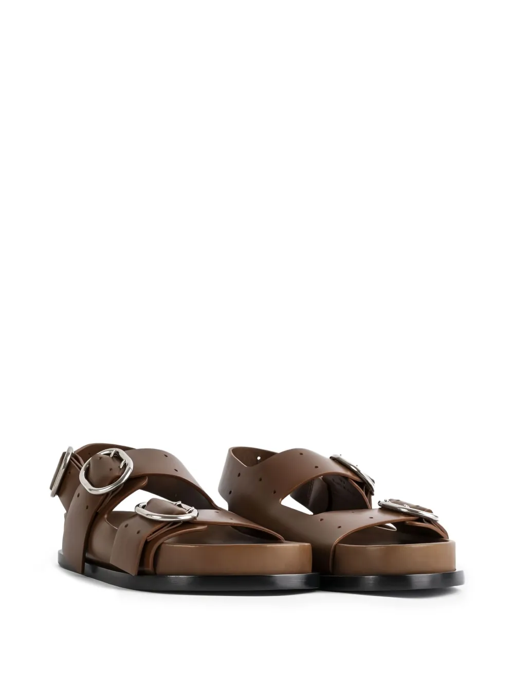 Jil Sander double-buckle leather sandals Brown