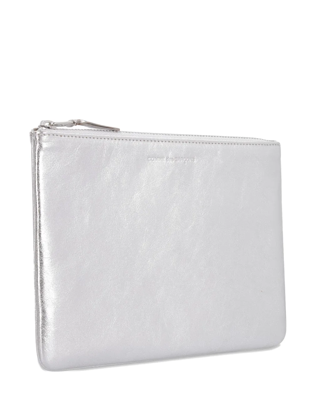 Comme Des Garçons Wallet metallic leather zip wallet Zilver