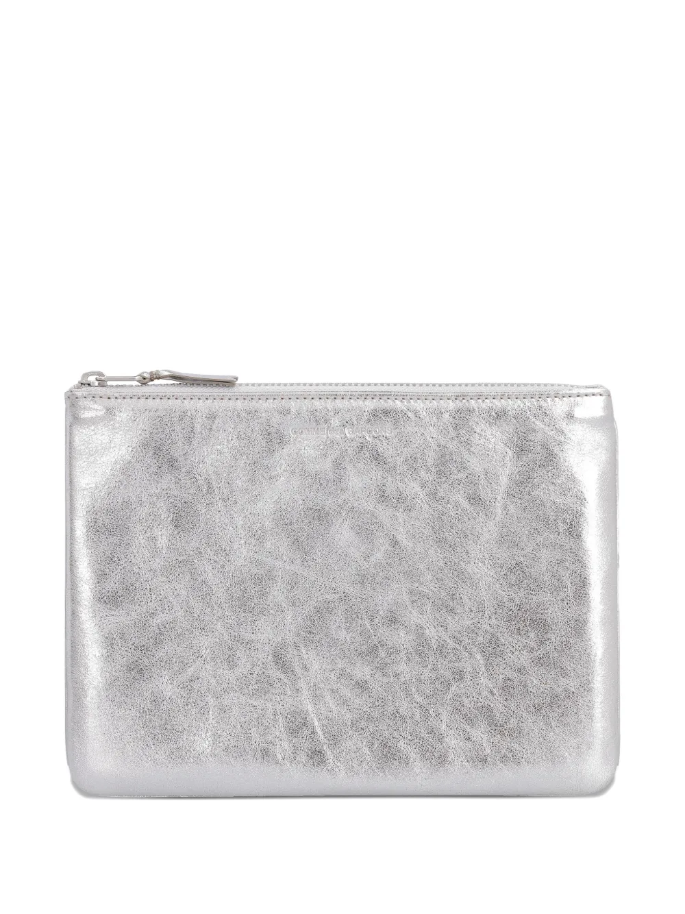 Comme Des Garçons Wallet metallic leather zip wallet Zilver