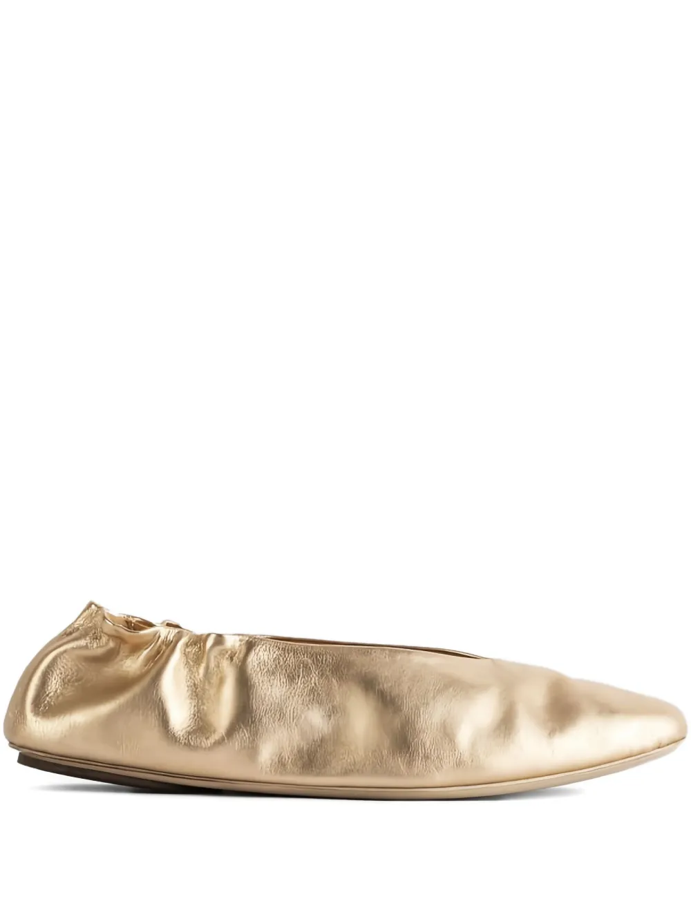 Marsèll Strascico elastic-trim leather ballet flats Gold