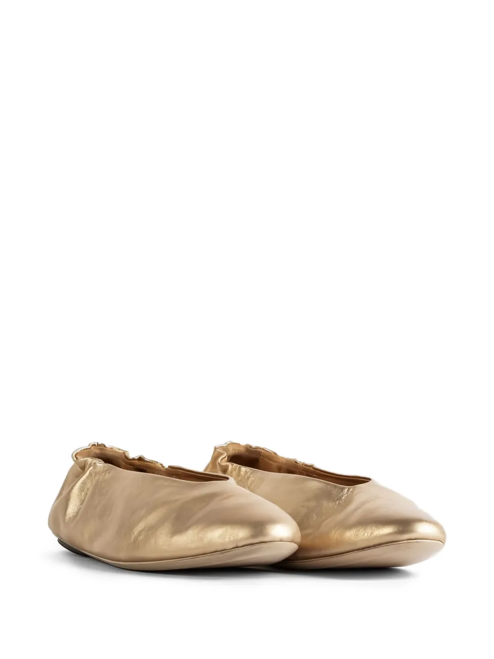 Marsèll Strascico elastic-trim leather ballet flats Gold