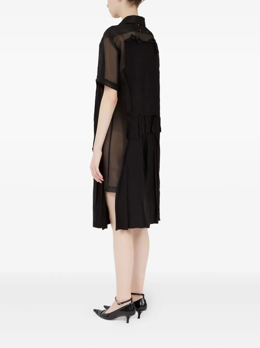 Maison Margiela Layered Pleated Midi Dress In Black
