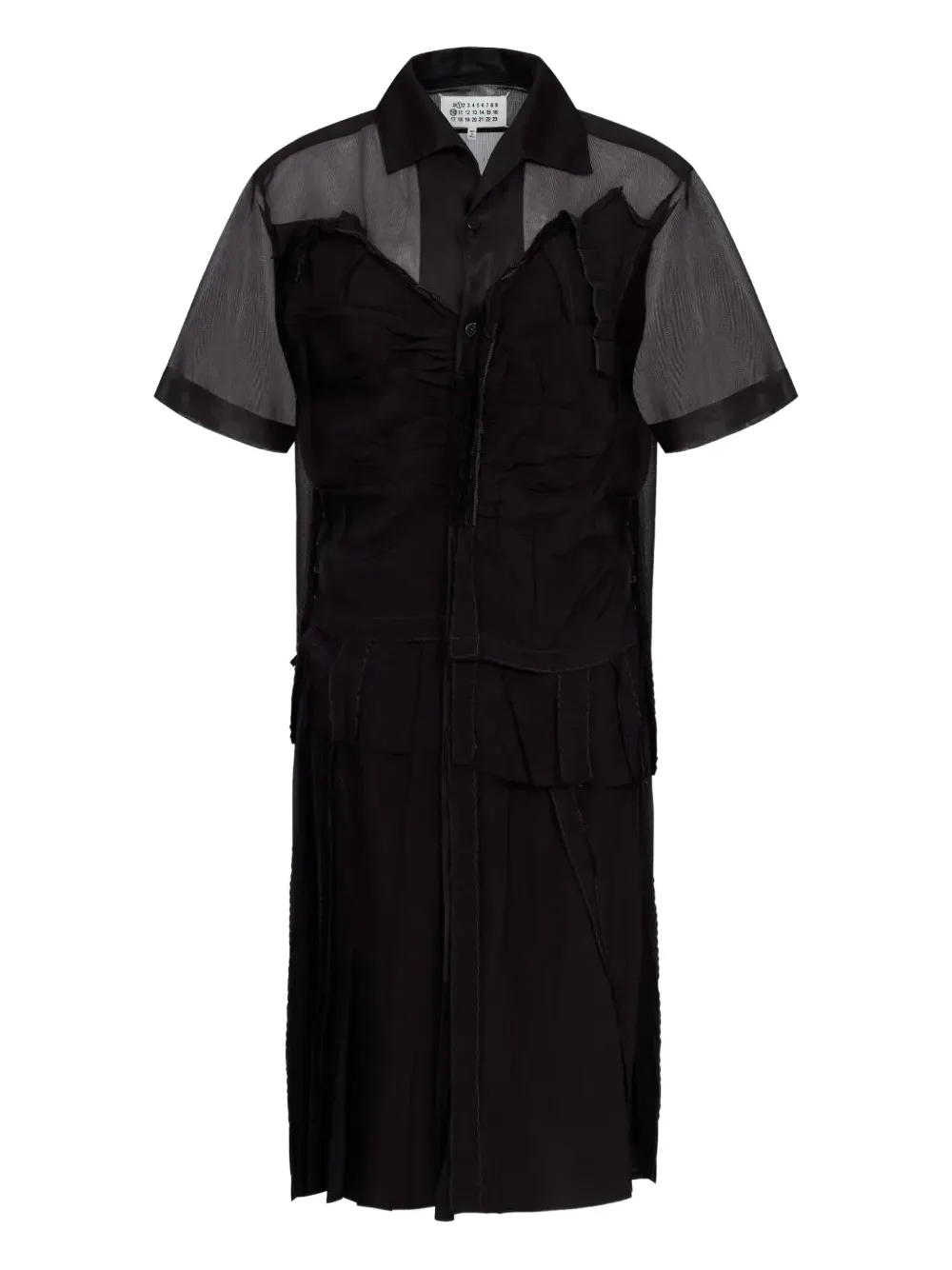 Maison Margiela Layered Pleated Midi Dress In Black