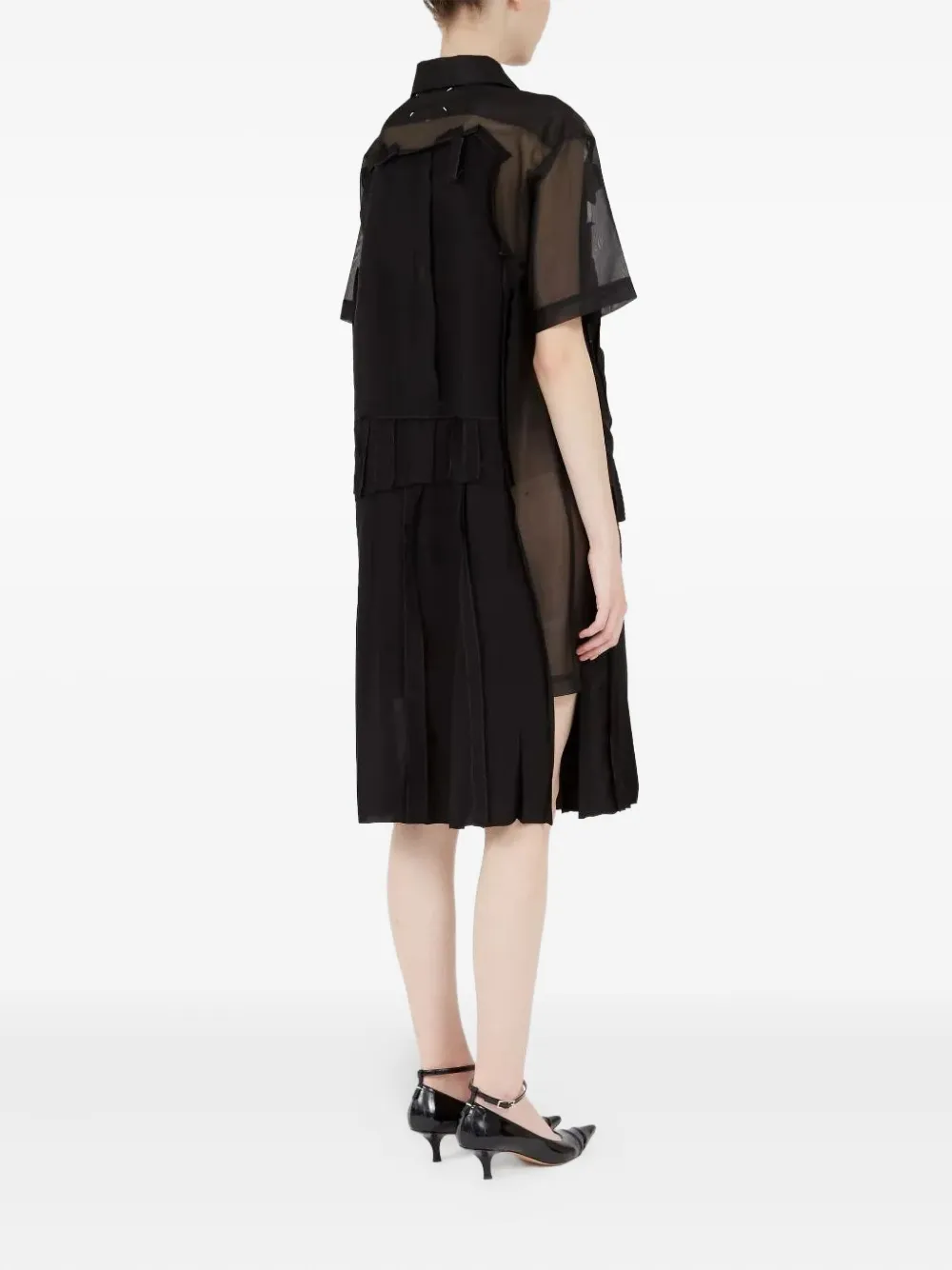 Maison Margiela Layered Pleated Midi Dress In Black