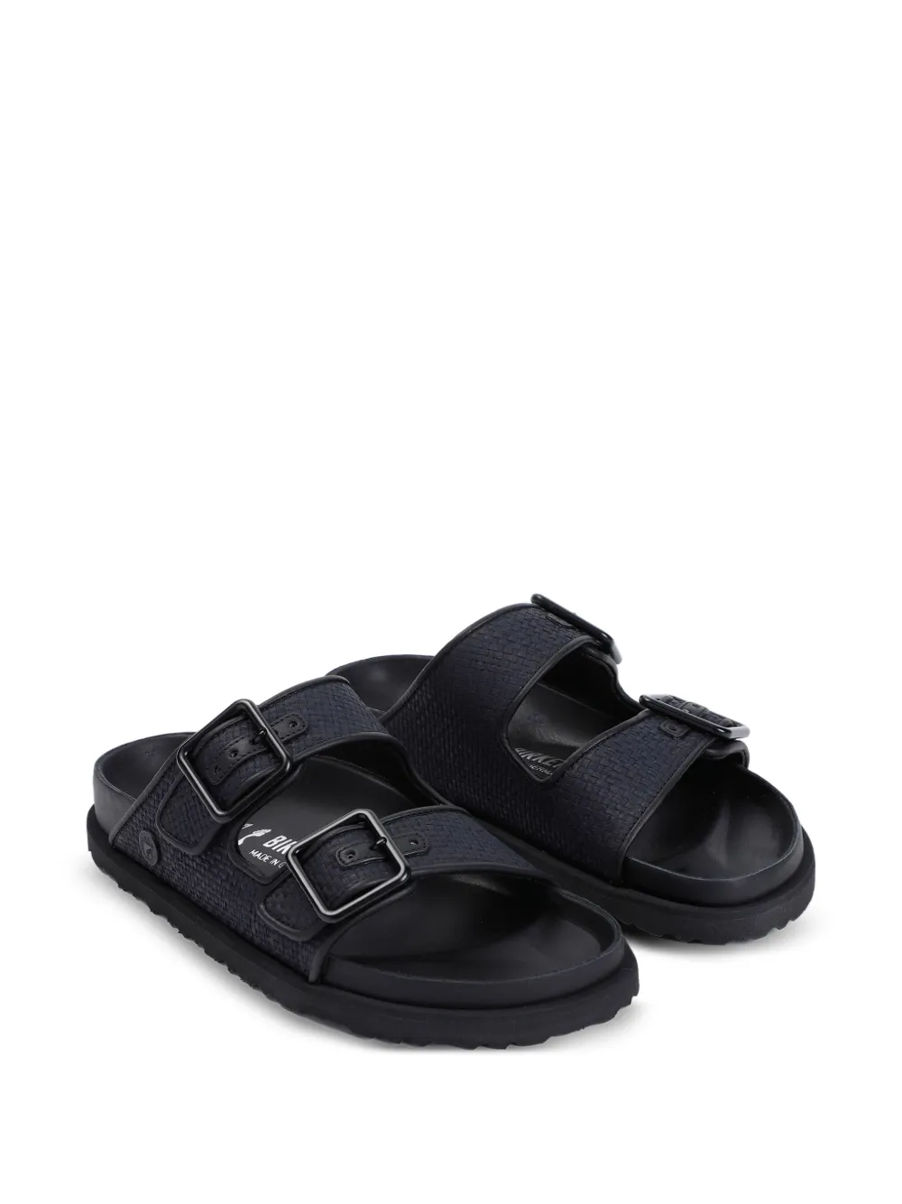 Birkenstock Arizona raffia buckled sandals Black