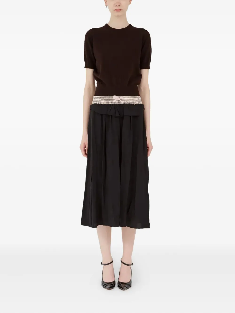 Maison Margiela ruffled-detail midi skirt Zwart