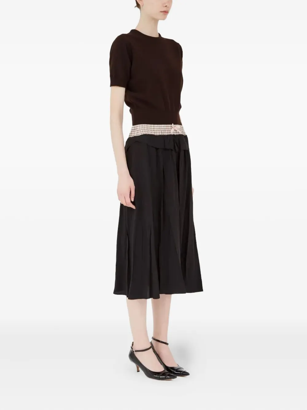 Maison Margiela ruffled-detail midi skirt Zwart